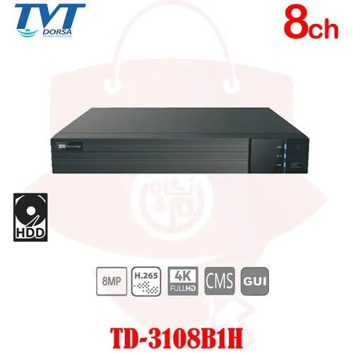 دستگاه ذخیرهNVR تحت شبکه8CH برندTVTمدلTD-3108-B1H